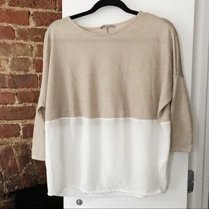 ZARA 3/4 sleeve top beige